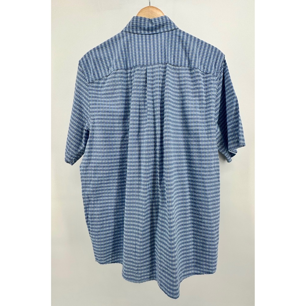 Eddie Bauer Mens Blue Plaid Seersucker Short Sleeve Button Down Shirt Size M - Picture 11 of 13